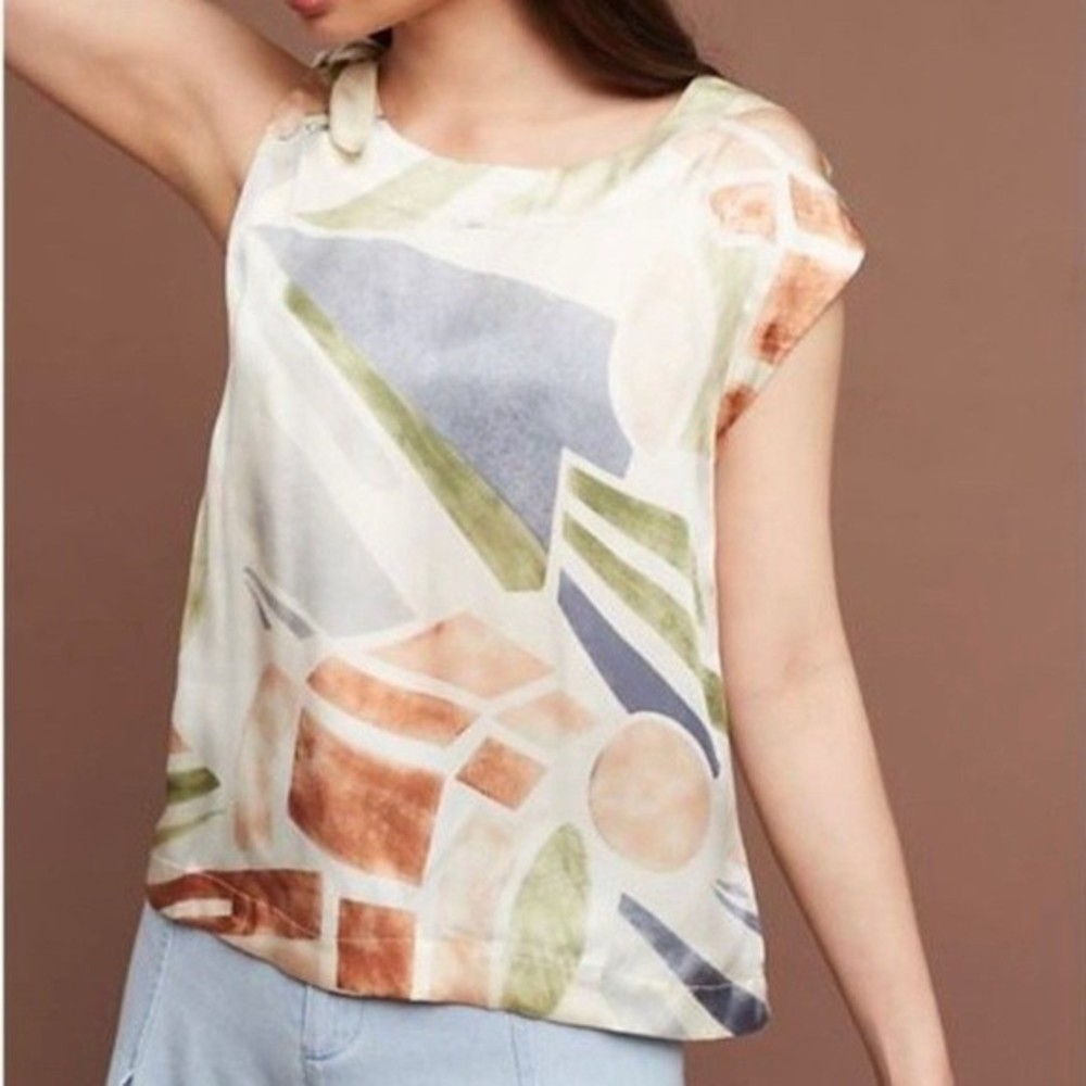 Anthropologie Maeve Silk Lake Shore Top - XS